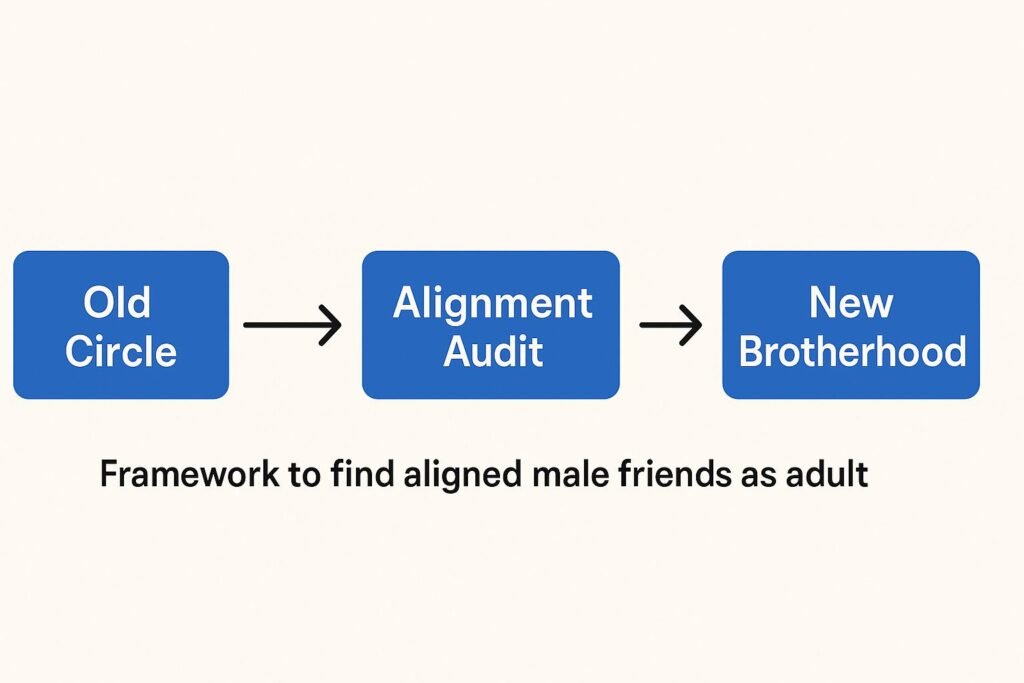 Aligned male friends
