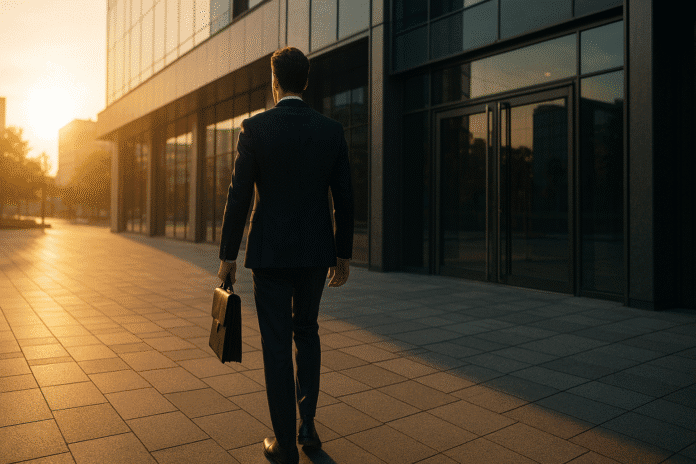 Masculine Grit masculine morning return to office scene