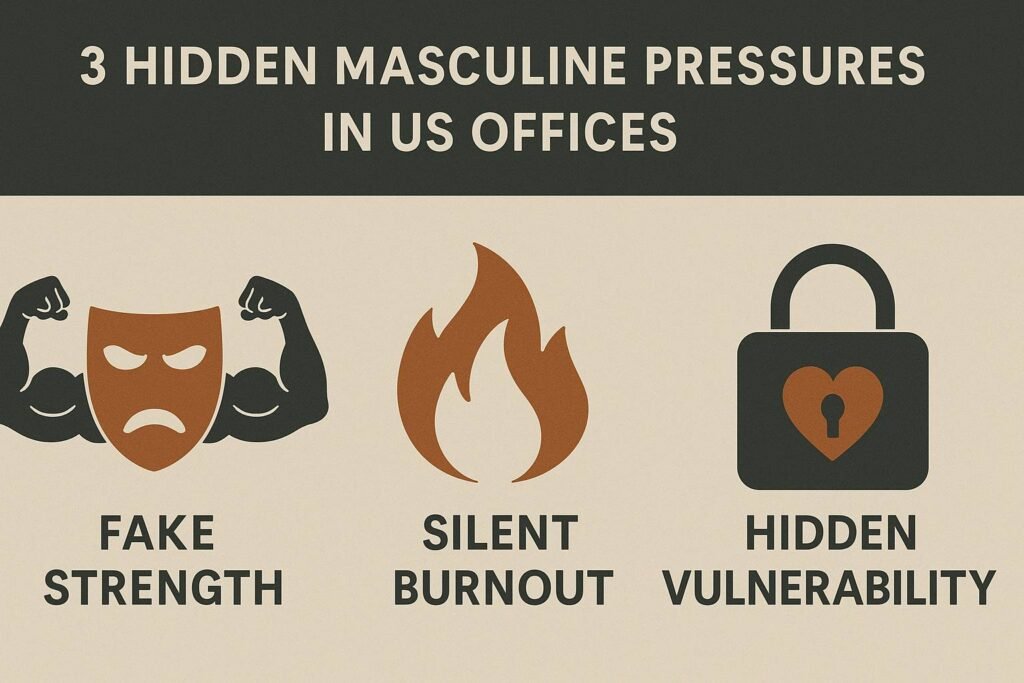 infographic showing 3 hidden masculine pressures in US offices