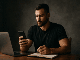 masculine focus apps in a minimalist workspace