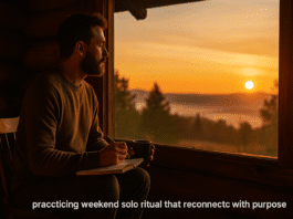 man practicing weekend solo ritual in silence to reconnect with purpose