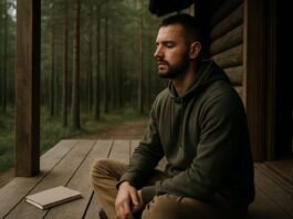 man in silent reflection for masculine focus reset