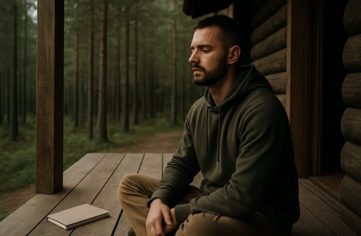 man in silent reflection for masculine focus reset